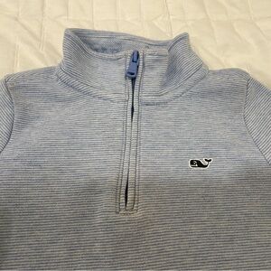 Vineyard Vines Light Blue Striped Kids Half-Zip Sweatshirt